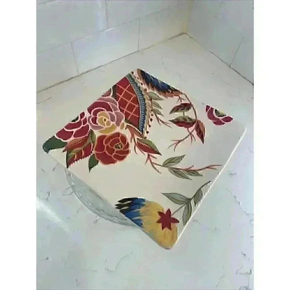 VIDA by Eva Mendes for ESPANA Rose Print Large Square Salad Plate 8.5" HTF Rare - Picture 1 of 5